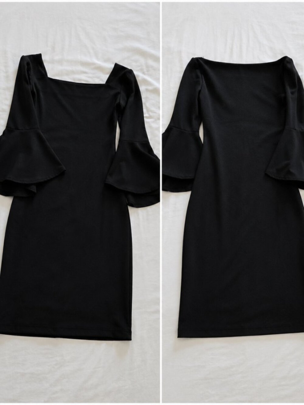 Olivia Matthews Black Bell Sleeve Dress Petite Large PL